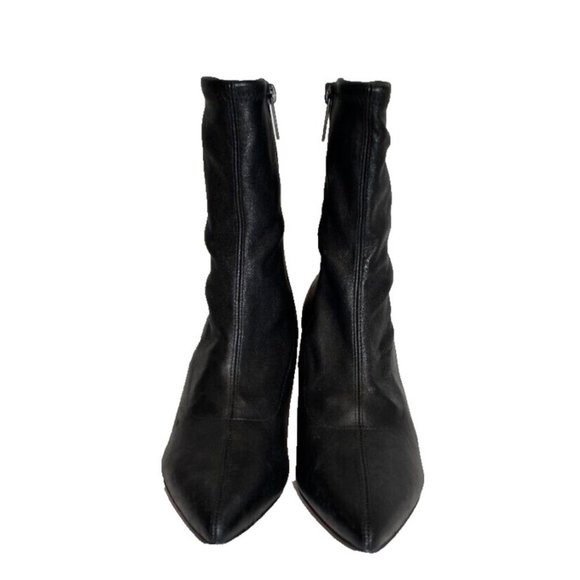 New! Veronica Beard Lexi Stiletto Pointy Toe Sock Bootie 9M Black Leather DD377 - Picture 5 of 7